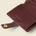 Leather Bifold Wallet with Snap & Key Ring - Burgundy by CASUPO