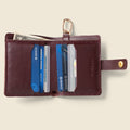 Leather Bifold Wallet with Snap & Key Ring - Burgundy by CASUPO