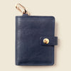 Leather Bifold Wallet with Snap & Key Ring - Marine Blue