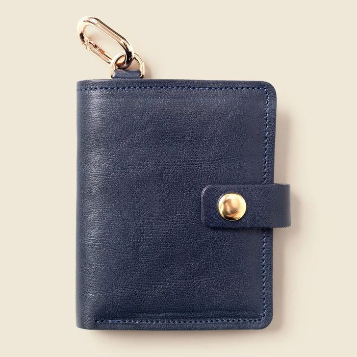Leather Bifold Wallet with Snap & Key Ring - Marine Blue by CASUPO