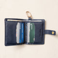 Leather Bifold Wallet with Snap & Key Ring - Marine Blue by CASUPO