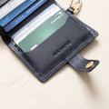 Leather Bifold Wallet with Snap & Key Ring - Marine Blue by CASUPO