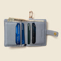 Leather Bifold Wallet with Snap & Key Ring - Ice Blue by CASUPO