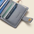 Leather Bifold Wallet with Snap & Key Ring - Ice Blue by CASUPO