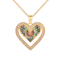 22k Gold Vermeil Diamond and Multi-Gemstone Heart Necklace by Fine Color Jewels