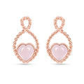 18k Gold Vermeil Rose Quartz Heart Push Post Earrings by Fine Color Jewels