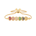 22k Gold Vermeil Diamond and Multi-Gemstone Heart Bolo Bracelet by Fine Color Jewels