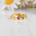 22k Gold Vermeil Diamond and Multi-Gemstone Heart Band Ring by Fine Color Jewels
