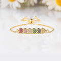 22k Gold Vermeil Diamond and Multi-Gemstone Heart Bolo Bracelet by Fine Color Jewels