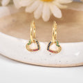 22k Gold Vermeil Diamond and Multi-Gemstone Heart Hoop Earrings by Fine Color Jewels