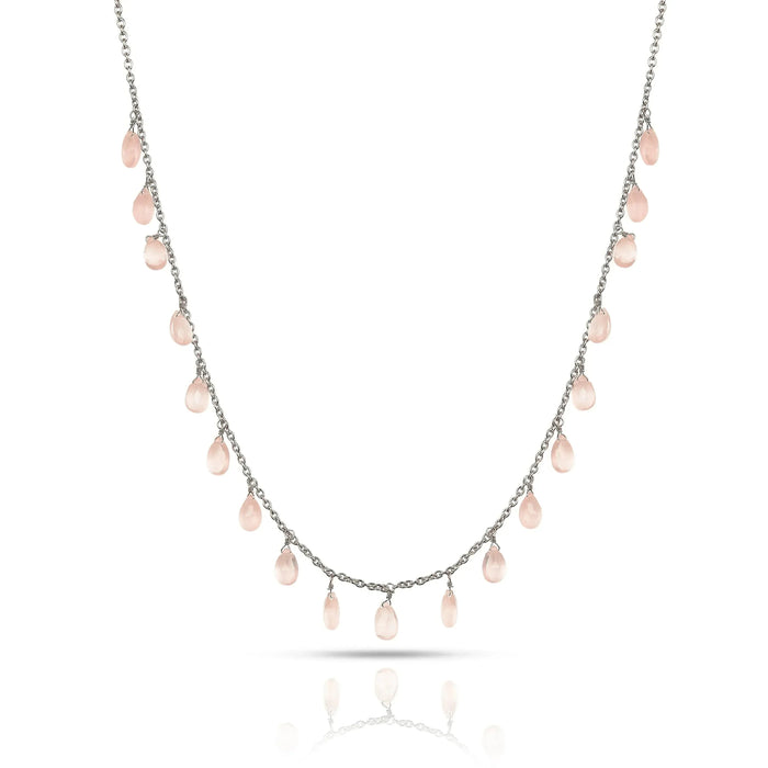 Rose Quartz Layer Necklace by Fine Color Jewels