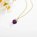 Chunky Amethyst Heart Pendant Necklace by Fine Color Jewels
