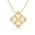 Sterling Silver Peridot Quatrefoil Pendant Necklace by Fine Color Jewels