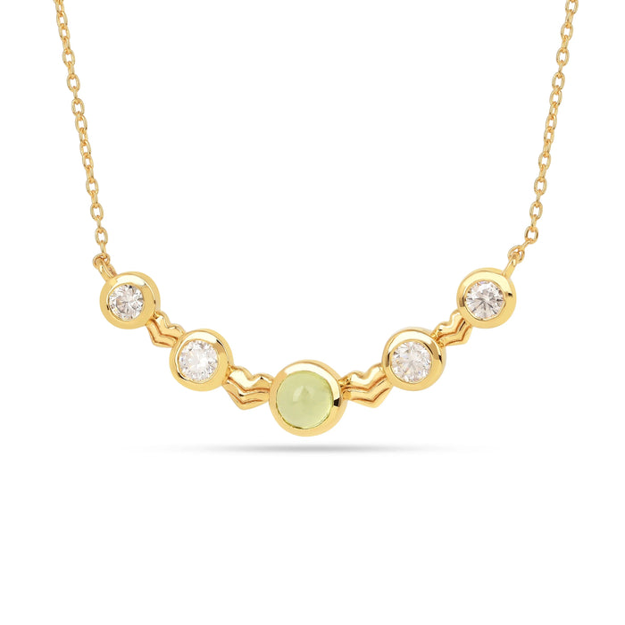 Five-Stone Peridot Silver Bar Necklace by Fine Color Jewels