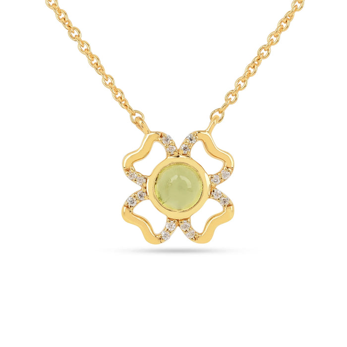 Floral Green Peridot Four Leaf Clover Necklace by Fine Color Jewels