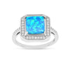 Lab Created Blue Opal Halo Ring