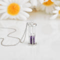Natural Amethyst Hourglass Pendant Necklace by Fine Color Jewels