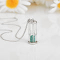 Natural Emerald Hourglass Pendant Necklace by Fine Color Jewels