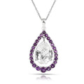 Natural White Topaz Pear Amethyst Necklace by Fine Color Jewels