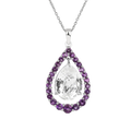 Natural White Topaz Pear Amethyst Necklace by Fine Color Jewels