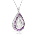 Natural White Topaz Pear Amethyst Necklace by Fine Color Jewels