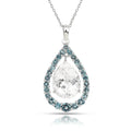Natural White Topaz Teardrop Blue Topaz Necklace by Fine Color Jewels