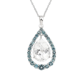 Natural White Topaz Teardrop Blue Topaz Necklace by Fine Color Jewels