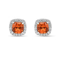 Peach Sapphire Cushion Stud Earrings by Fine Color Jewels