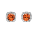 Peach Sapphire Cushion Stud Earrings by Fine Color Jewels