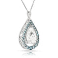Natural White Topaz Teardrop Blue Topaz Necklace by Fine Color Jewels