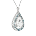 Natural White Topaz Teardrop Blue Topaz Necklace by Fine Color Jewels