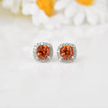 Peach Sapphire Cushion Stud Earrings by Fine Color Jewels