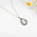 Natural White Topaz Teardrop Blue Topaz Necklace by Fine Color Jewels