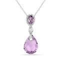 Natural Pink Amethyst Teardrop Necklace by Fine Color Jewels