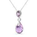 Natural Pink Amethyst Teardrop Necklace by Fine Color Jewels