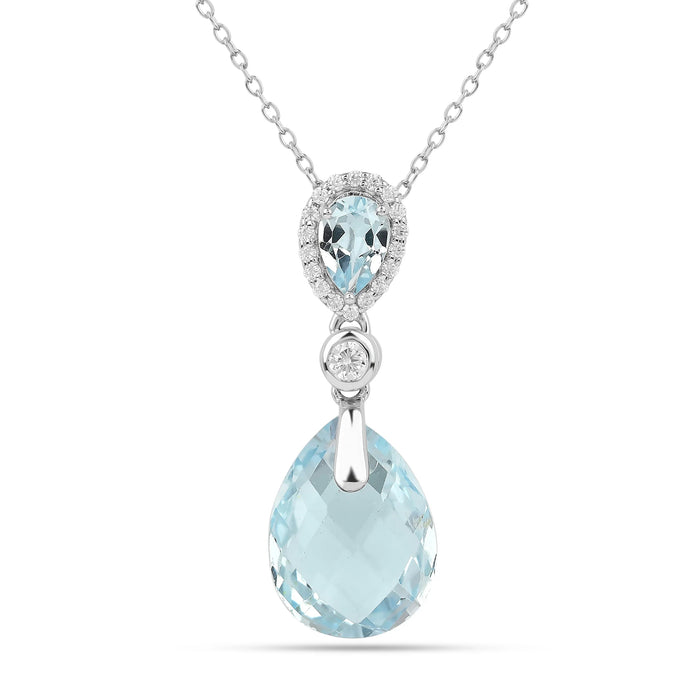 Natural Sky-Blue Topaz Necklace Women by Fine Color Jewels
