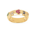 22k Gold Vermeil Diamond and Multi-Gemstone Heart Band Ring by Fine Color Jewels