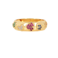 22k Gold Vermeil Diamond and Multi-Gemstone Heart Band Ring by Fine Color Jewels