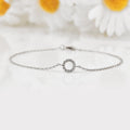 Lab Diamond Open Circle Silver Bracelet by Fine Color Jewels