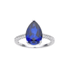 3.50 Ct Pear Lab Created Blue Sapphire Prong Silver Cocktail Pave-set Ring