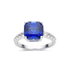 3.6 Ct Cushion Lab Created Blue Sapphire Prong Silver Solitaire Ring