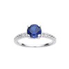 2.00 Ct Round Lab Created Blue Sapphire Prong Silver Pave-set Ring