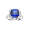 4.00 Ct Cushion Lab-Grown Ceylon Blue Sapphire Prong Silver Halo Statement Ring