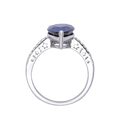 3.50 Ct Pear Lab Created Blue Sapphire Prong Silver Cocktail Pave-set Ring by Fine Color Jewels