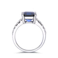 3.6 Ct Cushion Lab Created Blue Sapphire Prong Silver Solitaire Ring by Fine Color Jewels