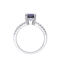 2.00 Ct Round Lab Created Blue Sapphire Prong Silver Pave-set Ring by Fine Color Jewels