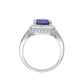 2.9 Ct Cushion Lab Created Blue Sapphire Prong Silver Halo Statement Ring by Fine Color Jewels
