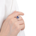 3.6 Ct Cushion Lab Created Blue Sapphire Prong Silver Solitaire Ring by Fine Color Jewels