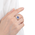 2.9 Ct Cushion Lab Created Blue Sapphire Prong Silver Halo Statement Ring by Fine Color Jewels