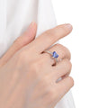 2.0 Ct Heart Lab Created Blue Sapphire Prong Silver Anniversary Ring by Fine Color Jewels